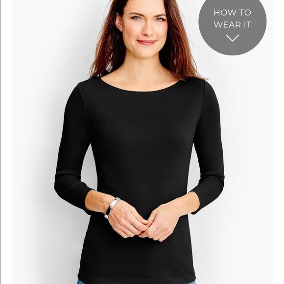 Talbots Tops - Talbots black 3/4 length sleeve Pima cotton tee, excellent used condition size S
